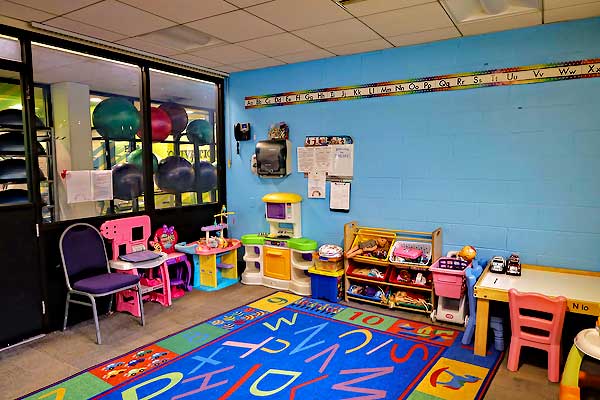 Playcare child care room at Ellis Athletic Center