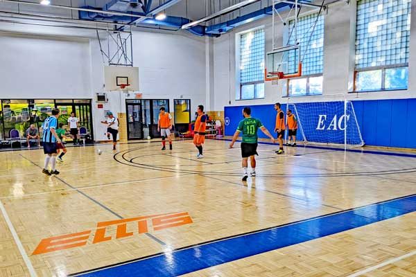 Indoor soccer game being played on the indoor courts at Ellis Athletic Center